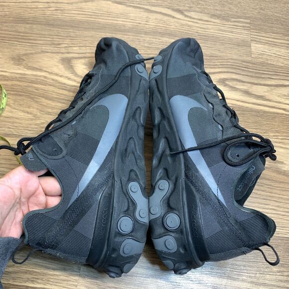 Nike React Element 55 Triple Black Mens Size 12 ? BQ616-008 - Picture 2 of 11